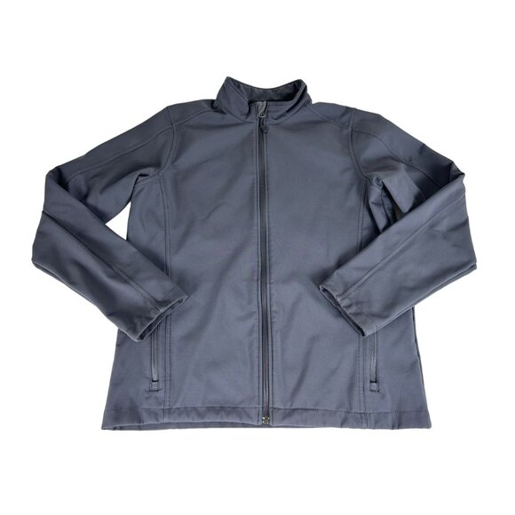 Port Authority Boy's Jacket Top Gray Full Zip Long Sleeve Fleece Lined Coat XL
